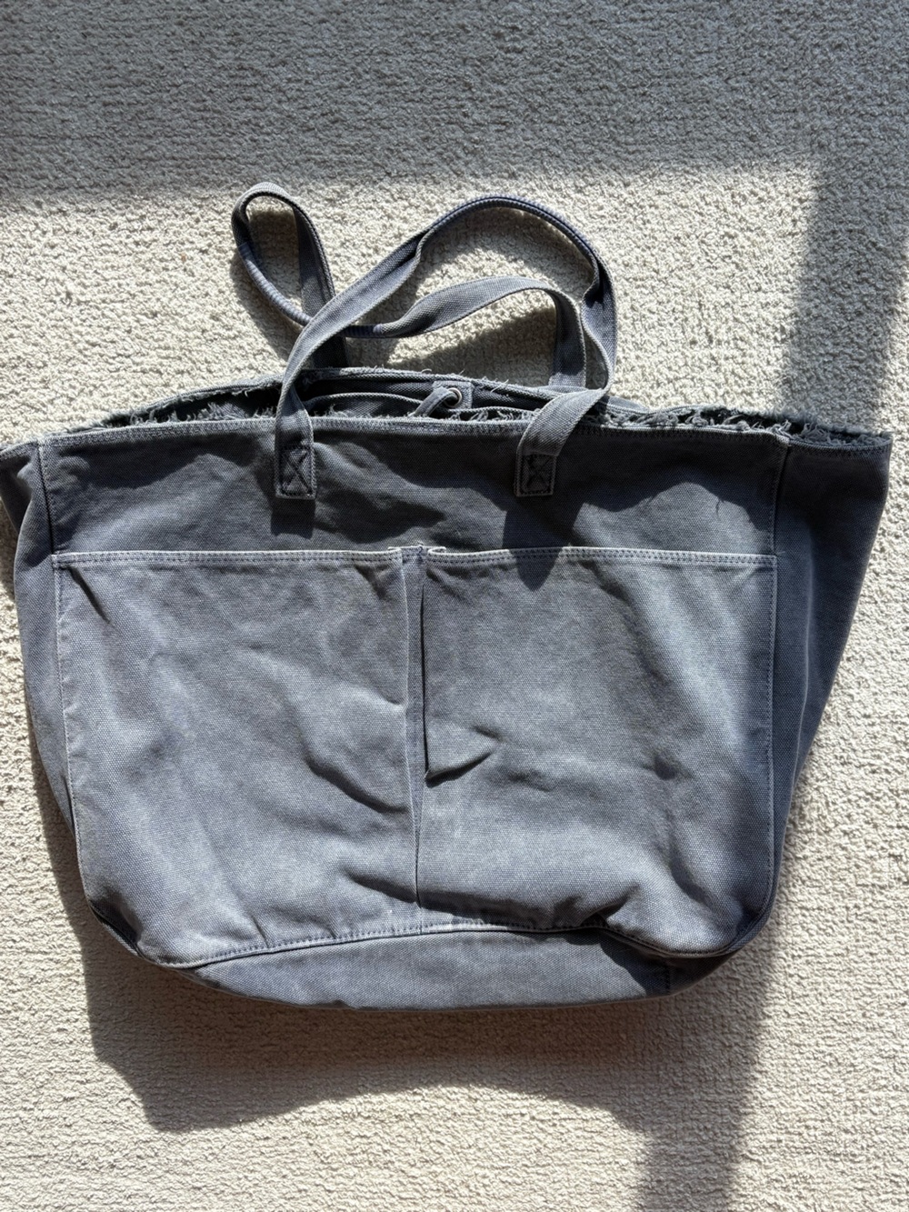 Sunday Gray Canvas Tote with Embroidery - Picture 2 of 7